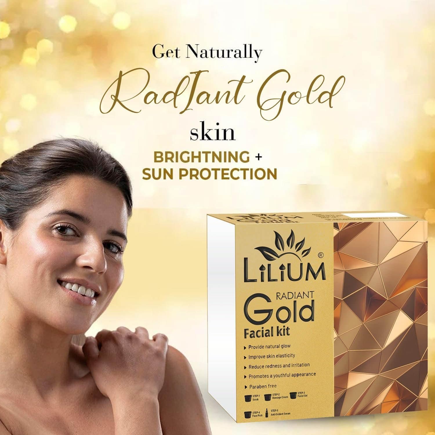 Lilium Herbal Gold 5-Step Facial Kit 410gm